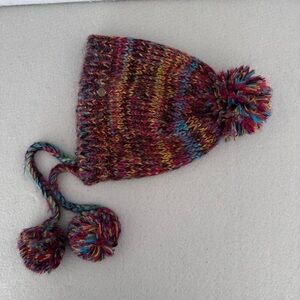 Colorful Billabong Pom Beanie with Tie Poms